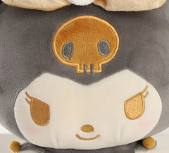 This elegant White &amp; Gold Kuromi Plushie adds a touch of luxury with its cream, white, and shimmering gold palette. Kuromi wears a lovely white dress adorned with delicate gold details; her signature jester collar has gold pom-poms, and her large skull emblem and head bow are transformed into a eye-catching golden hue.

Soft and beautifully crafted, this plushie from Sanrio offers a stylish twist on the classic Kuromi look, making it perfect for both cuddles and display. Ideal for collectors and fans, t