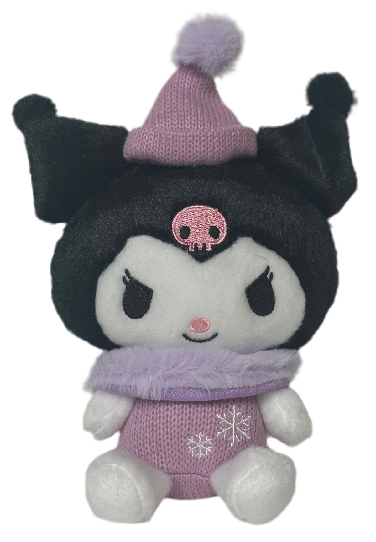 Dressed for the chilly weather, this Winter Pom Poms n Furs Kuromi Plushie is ready to bring warmth and joy to your plush collection with its snug winter accessories and irresistibly soft fur.

Kuromi's sassy charm shines through with a festive winter twist—the adorable snowflake embroidery adds extra warmth to this seasonal look. The pompom atop its beanie is to-die-for and the fur collar is keepin' it classy but cute!