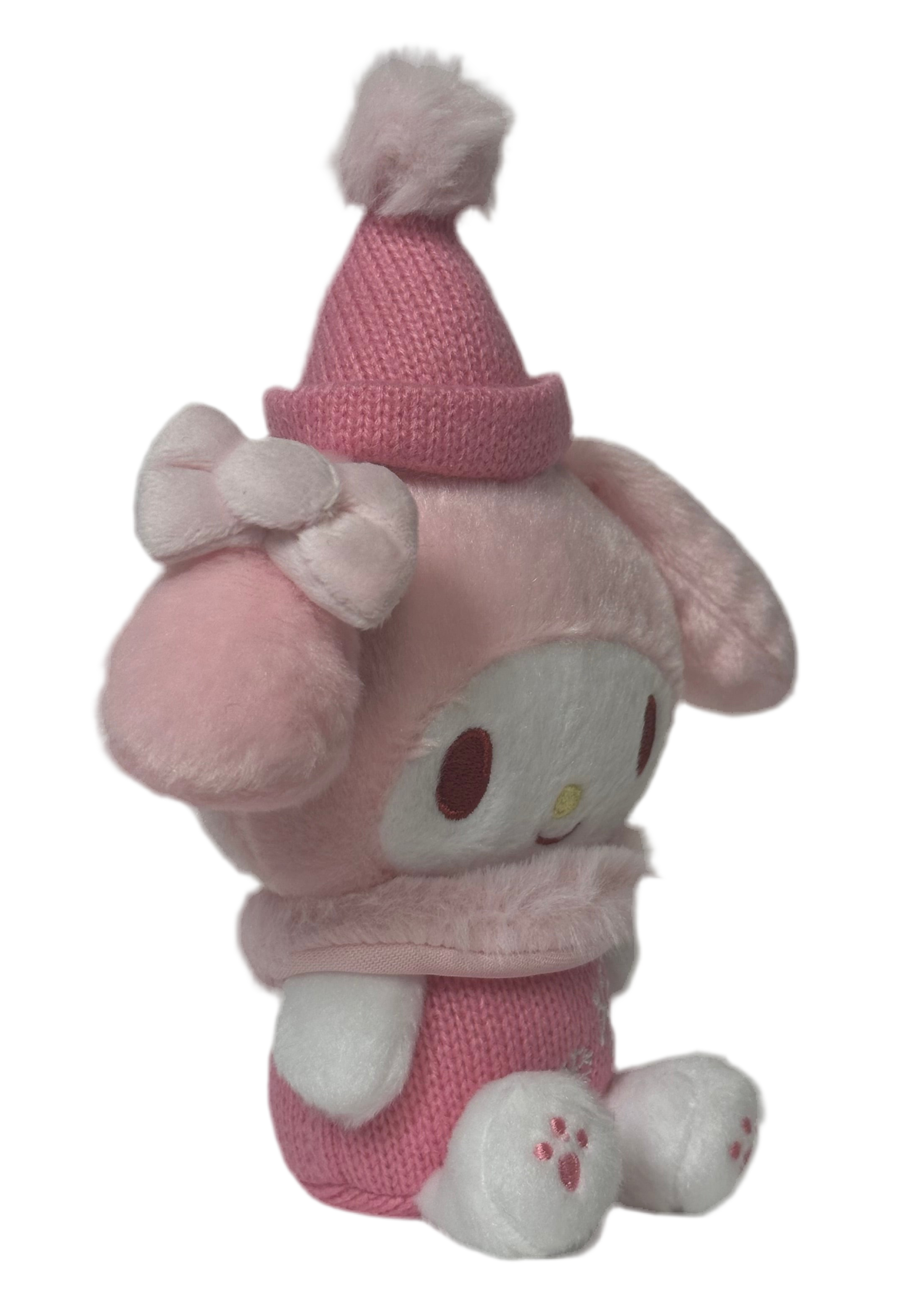 Dressed for the chilly weather, this Winter Pom Poms n Furs My Melody Plushie is ready to bring warmth and joy to your plush collection with its snug winter accessories and irresistibly soft fur.

My Melody's classic charm shines through with a festive winter twist—the adorable snowflake embroidery adds extra warmth to this seasonal look. The pompom atop its beanie is to-die-for and the fur collar is keepin' it classy but cute!