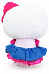 This is a must have for all Hello Kitty fans and collectors! This stylish Y2K Heisei Hello Kitty plushie is dressed in a charming pink bow and blue skirt, giving her the perfect girly, lovable, hip, and cute look. Her soft, cuddly design and high quality frabric make her perfect for Hello Kitty lovers, plush collectors, bedroom décor, or anyone who loves a little extra sweetness!