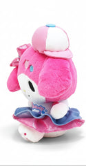 A little bundle of pink, fluffy, cuteness has arrived! This adorable and edgy Y2K Heisei My Melody Plushie is dressed up in the sweetest pastel outfit, with her tiny bow, hipster style hat, and that precious little smile that makes you wanna squeeze her forever. She’s giving sweet, soft, dreamy, and just a touch of edgy coolness. She brings brightness to every room she goes!!