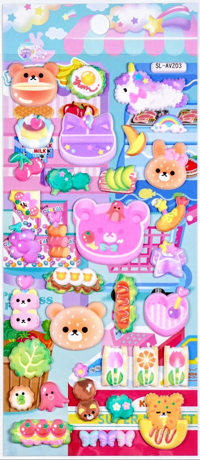 Turn anything into a pastel kawaii dream with this adorable Yum Yum Animal Snack Bar Kawaii Puffy Sticker Sheet! This set features a super cute collection where adorable pets meet the sweetest snacks! From fluffy bear treats and playful bunnies to colorful fruits, cakes, popsicle, and cozy comfort-food goodies, every little detail is bursting with personality!