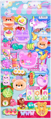 Turn anything into a pastel kawaii dream with this adorable Yum Yum Animal Snack Bar Kawaii Puffy Sticker Sheet! This set features a super cute collection where adorable pets meet the sweetest snacks! From fluffy bear treats and playful bunnies to colorful fruits, cakes, popsicle, and cozy comfort-food goodies, every little detail is bursting with personality!