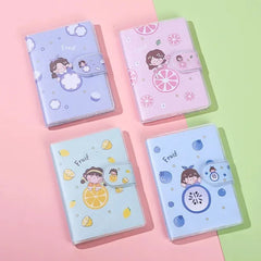 The Cutie Patootie Fruity Mini Notebooks come in four designs adorned with charming illustrations of smiley little girls alongside vibrant fruits, adding a burst of color and cuteness to your day. The velcro closure ensures your notes and ideas stay secure, making these notebooks perfect for on-the-go creativity.