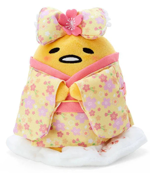 Yellow Cherry Blossom Kimono Gudetama Plushie Sanrio Japan Egg Yolk yellow-cherry-blossom-kimono-gudetama-plushie-sanrio-japan-egg-yolk