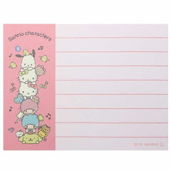 Get ready to groove with the Movin' to the Beat Sanrio Characters Notepad! This lively notepad brings together your favorite Sanrio characters, all dancing to the rhythm in vibrant colors and playful designs. Each page features cheerful illustrations of Hello Kitty, My Melody, Little Twin Stars, and more, letting you jot down notes with an extra dose of fun and energy.

Perfect for capturing quick notes, creative ideas, or reminders, this compact notepad is easy to carry and sure to brighten up your day. Wh