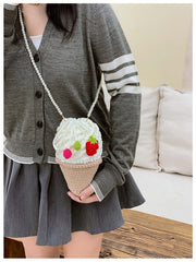 Vanilla Soft Serve Crocheted ice Cream Crossbody Bag