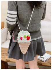 Vanilla Soft Serve Crocheted ice Cream Crossbody Bag